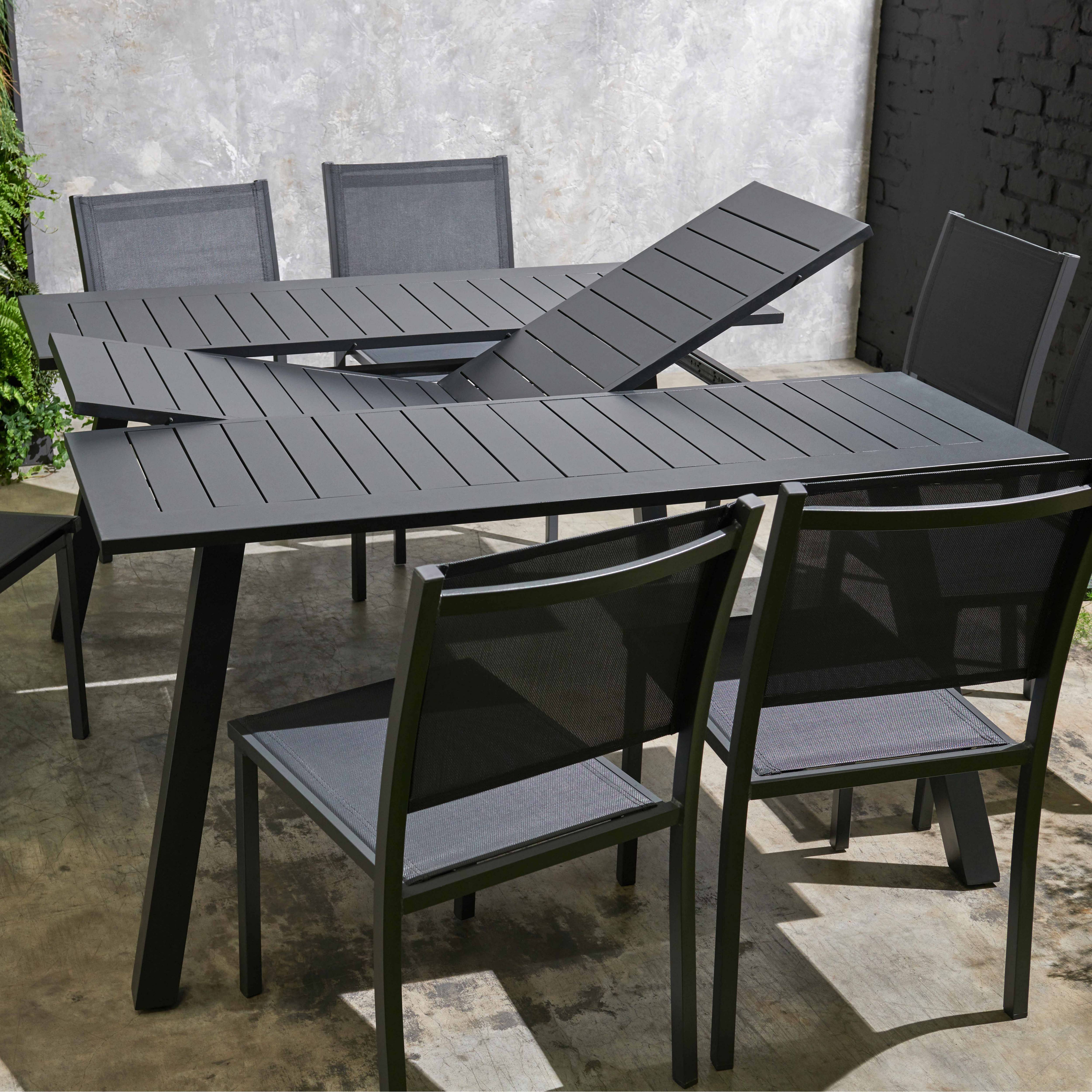 Oviala - Salon de jardin 8 places table extensible en aluminium gris Samba - Oviala - Imagen 6
