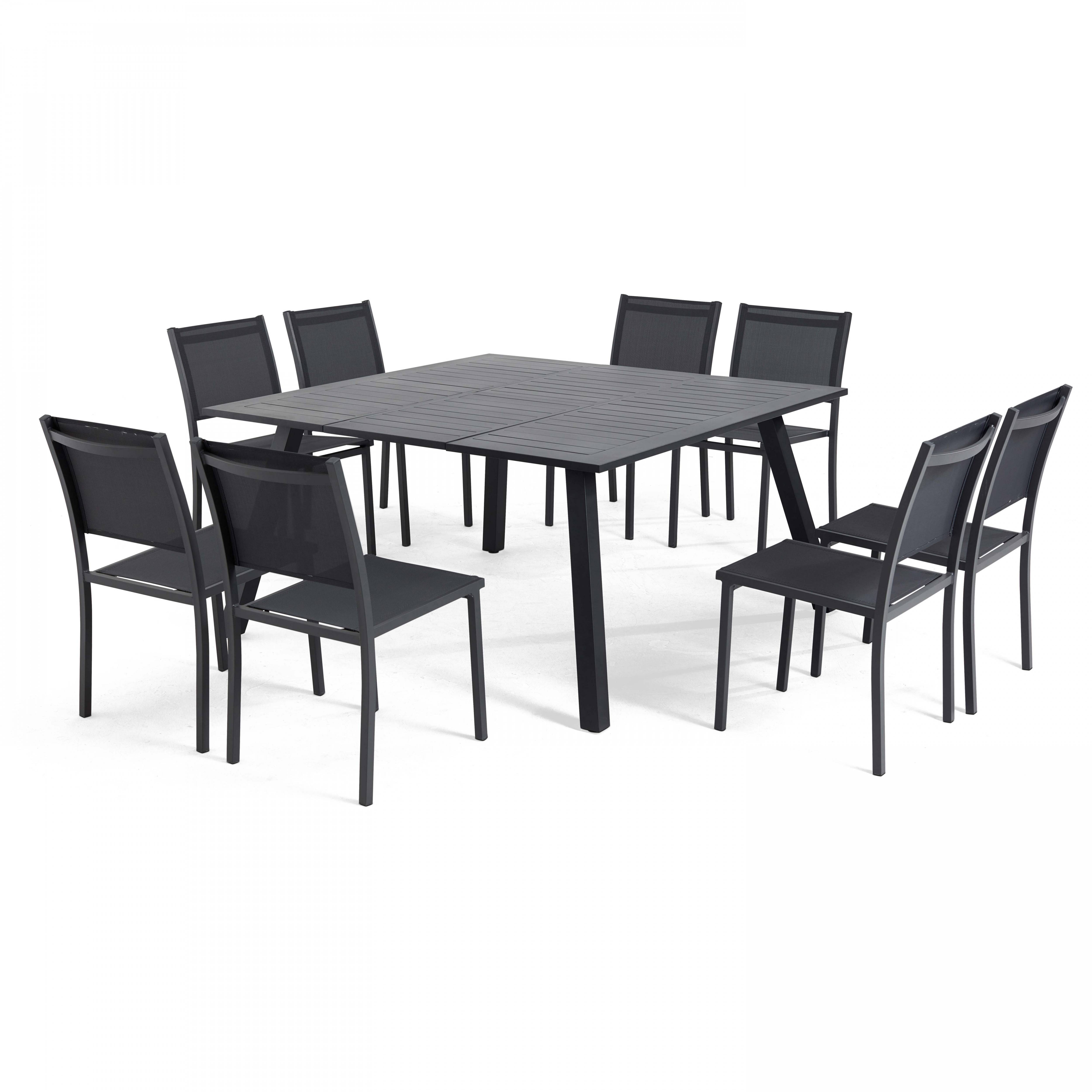 Oviala - Salon de jardin 8 places table extensible en aluminium gris Samba - Oviala - Imagen 1