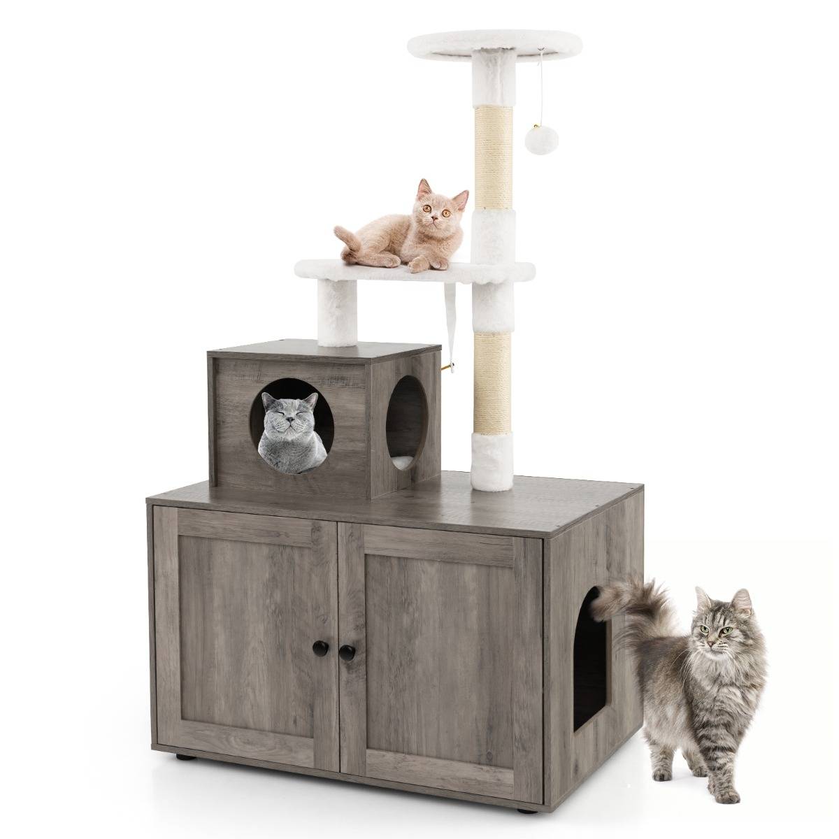 Maison Chic - Arbre à Chat en Bois 132 CM avec Griffoir en Sisal Style Industriel Gris - Image 1