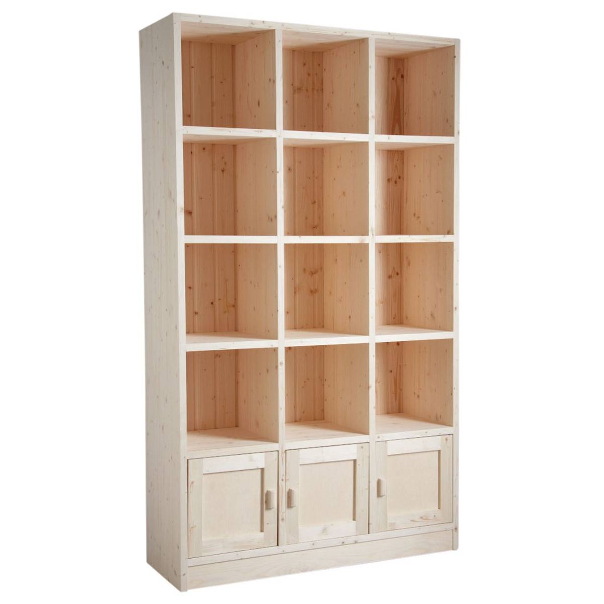 Aubry Gaspard - Bibliothèque 12 cases 3 portes en épicéa brut - Imagen 1