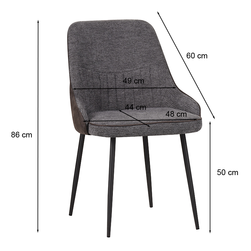 Chaise bicolore gris/anthracite pieds métal noir Milo - Image 4