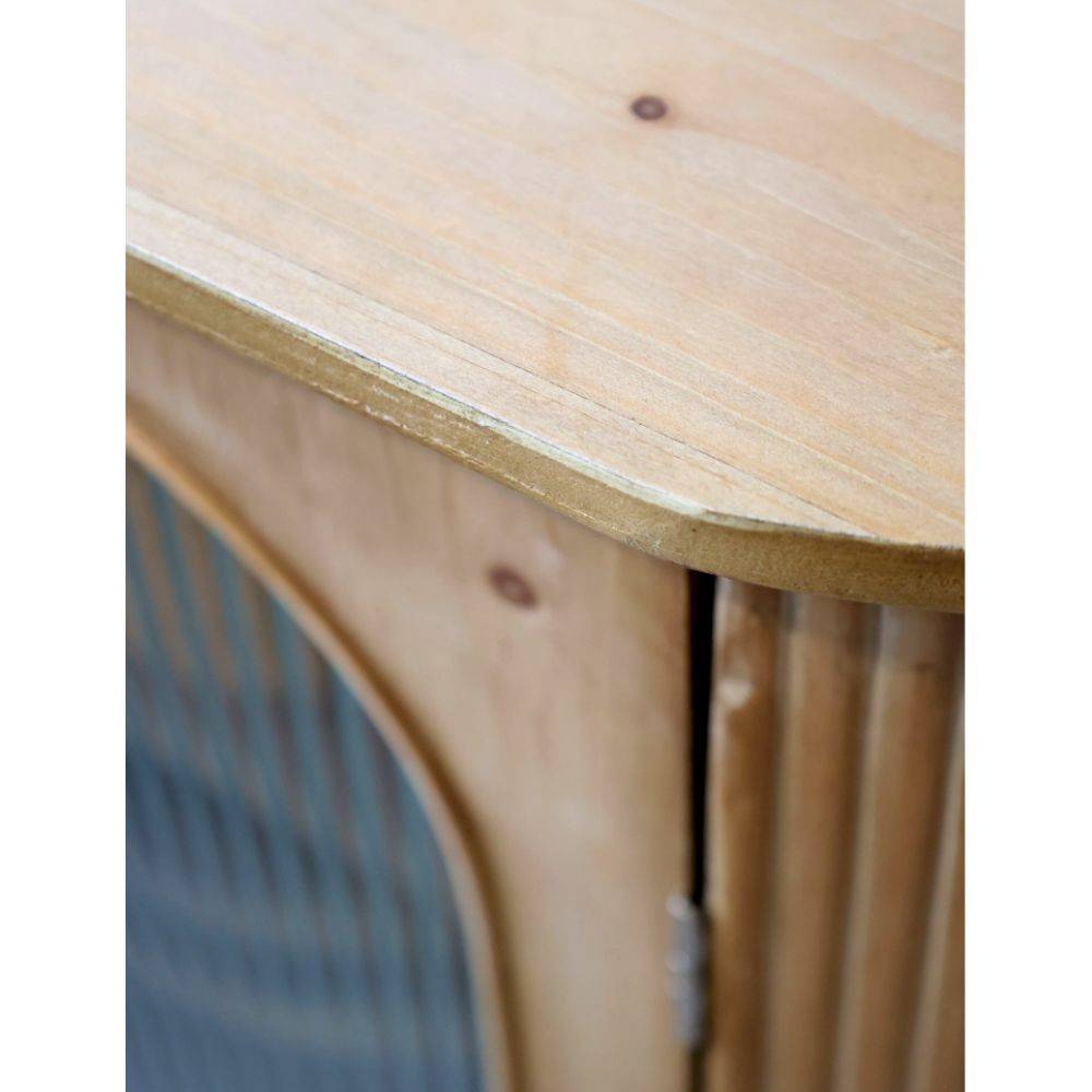 Chemin De Campagne - Buffet 2 portes en bois de pin cannelé et verre 90 x 40 x 85 cm Chemin de campagne - Imagen 3