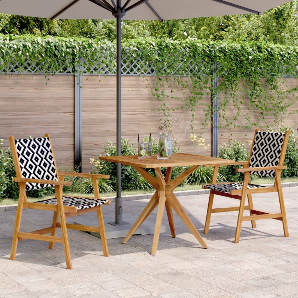 Maison Chic - Ensemble de 3 pcs table de jardin avec chaises - mobilier de jardin Bois d'acacia solide-JU2727 - Image 2