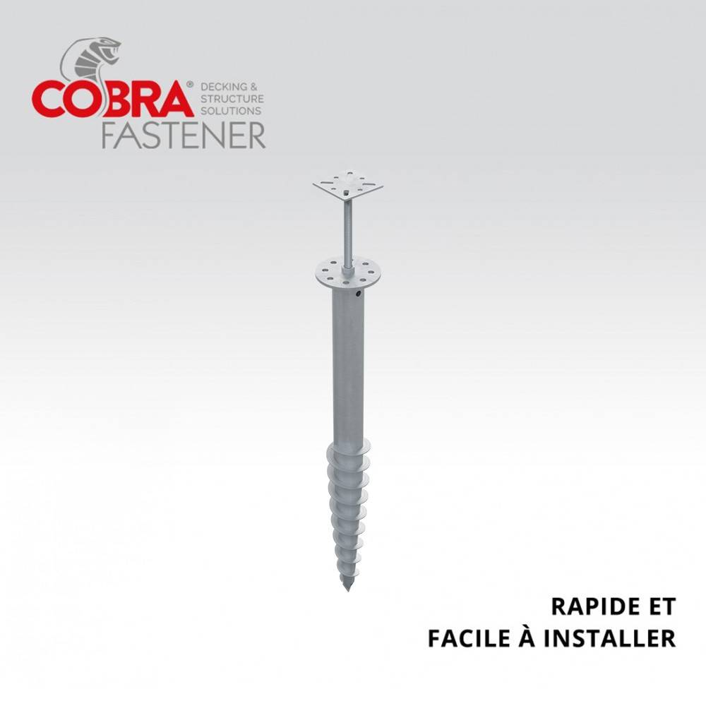Decklinea - Vis de Fondation SPIRAL - Pour Clôture- Hauteur : 80 cm - Fixation Sans Beton - Support plat inclus - Image 2