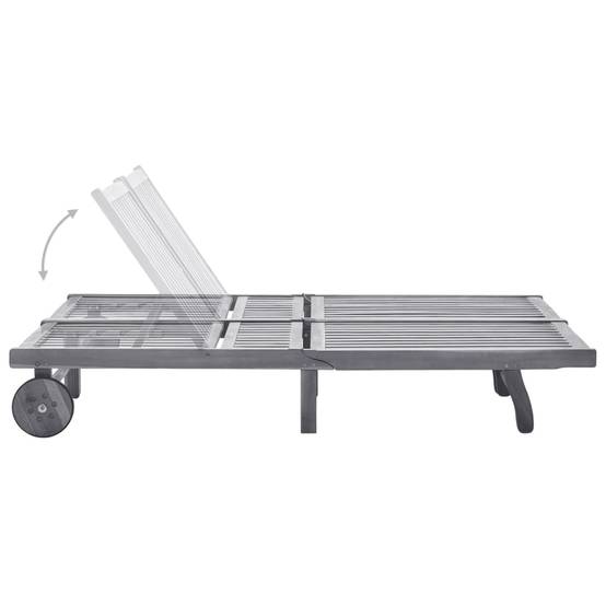 Bain de soleil - Transat - Chaise longue 2 places avec coussin Gris Acacia - MEUBLE PRO-JU6694 - Image 3