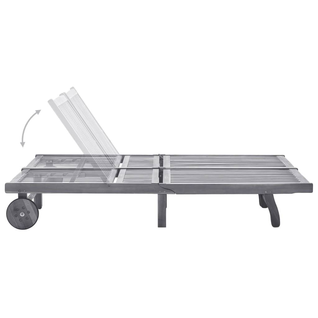 Bain de soleil - Transat - Chaise longue 2 places avec coussin Gris Acacia - MEUBLE PRO-JU6694 - Image 3