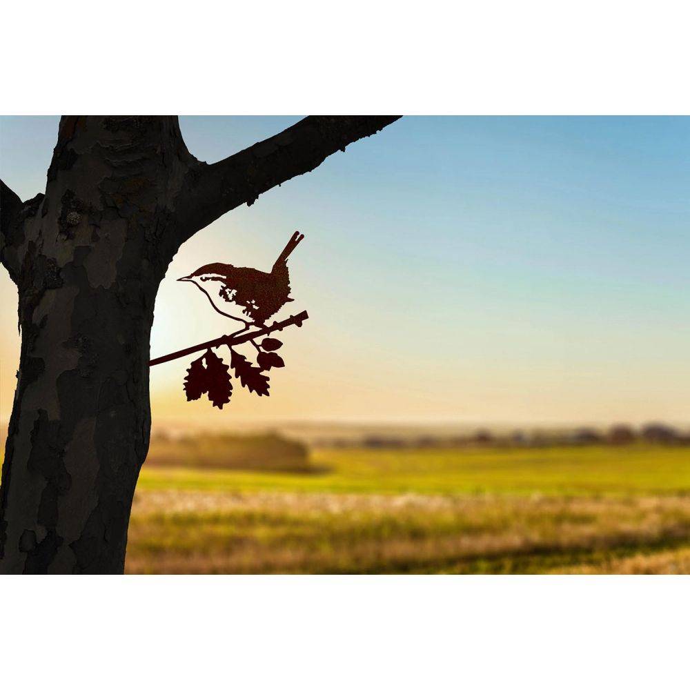 Metalbird - Oiseau sur pique troglodyte mignon en acier corten - Imagen 4