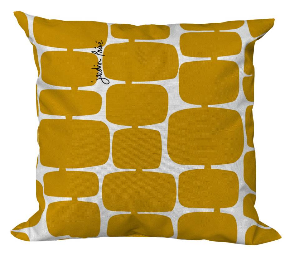 Ozalide - Lot de 2 coussins extérieur  40x40x15  FUTURISTE CUMIN - Imagen 1