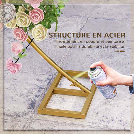 Arche de jardin acier mariage cérémonie support décoration florale géante 280x258cm or - ComfortXL Outdoor Living - Image 7
