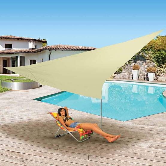 Terre Jardin - Voile d'ombrage triangulaire 5 mètres Ecru - Imagen 2