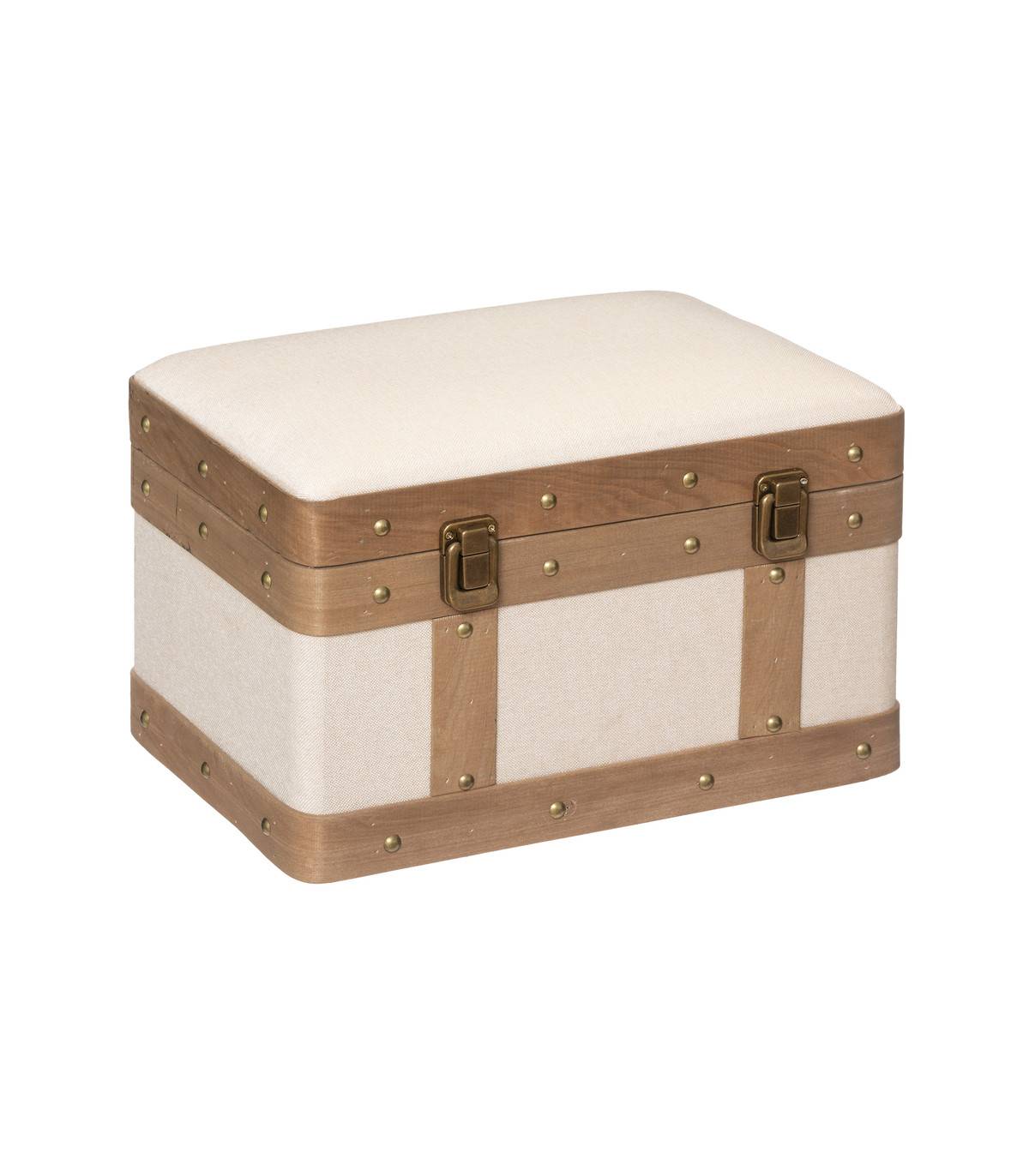 Atmosphera - Set de 3 Malles de rangement déco en Bois et Lin - Imagen 6