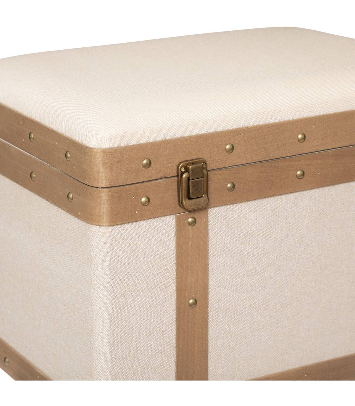 Atmosphera - Set de 3 Malles de rangement déco en Bois et Lin - Imagen 3
