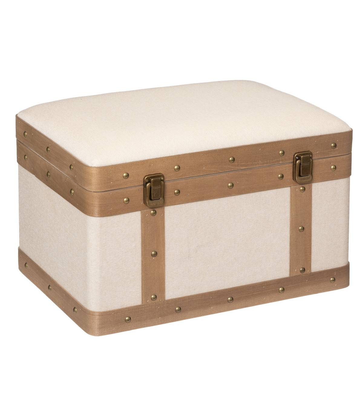 Atmosphera - Set de 3 Malles de rangement déco en Bois et Lin - Imagen 5