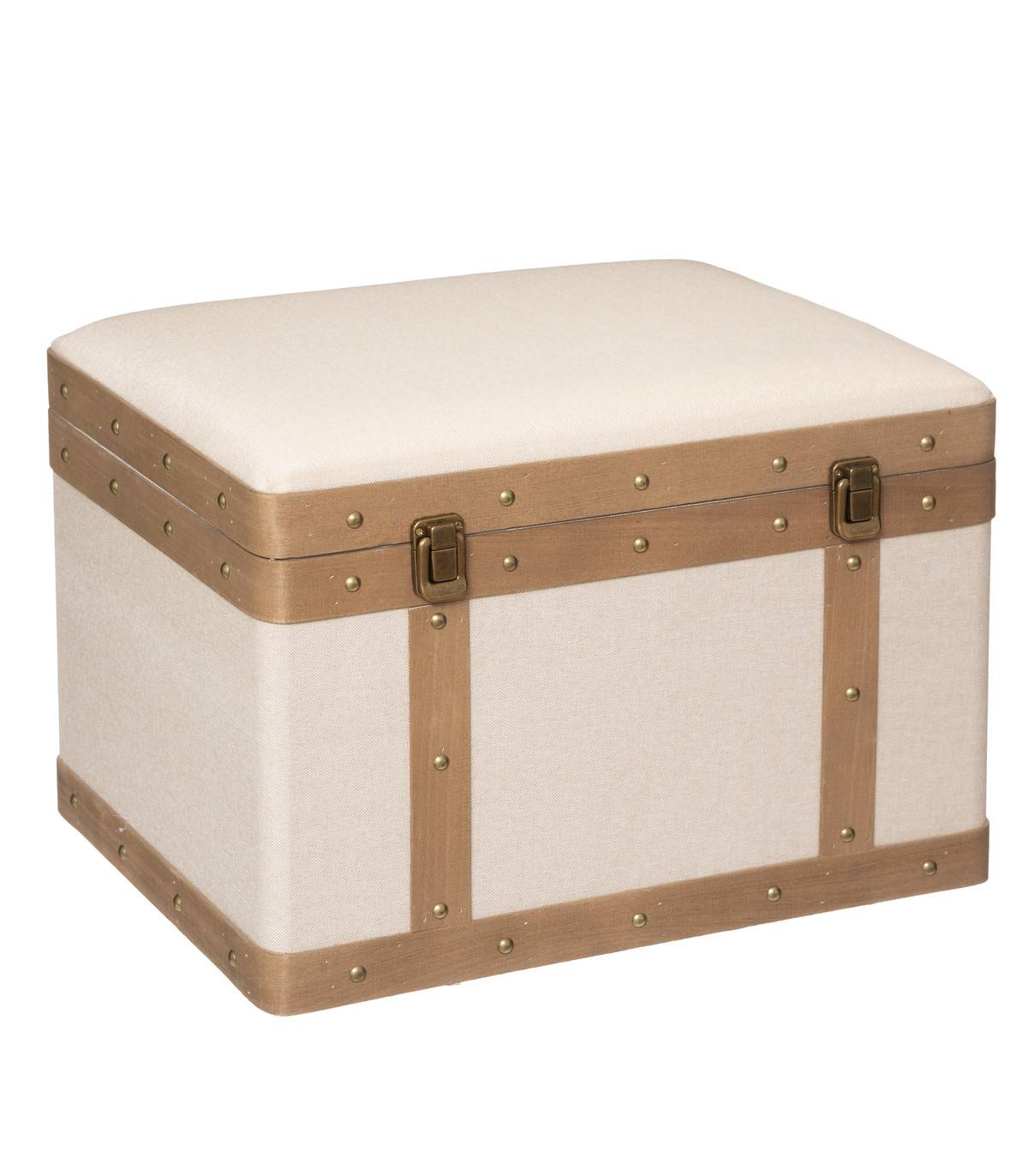 Atmosphera - Set de 3 Malles de rangement déco en Bois et Lin - Imagen 4