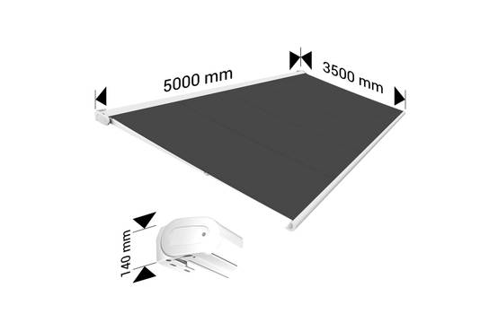 Ombrazur - Store banne Coffre intégral PROTECT 2 Blanc 5x3,5m Motorisé à télécommande - Toile Grise Anthracite OMBRAZUR - Image 4