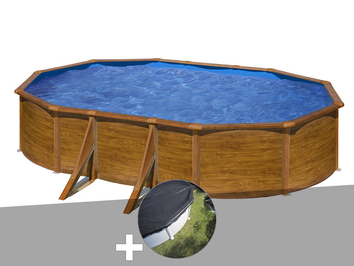 Gré - Kit piscine acier aspect bois Gré Pacific ovale 5,27 x 3,27 x 1,22 m + Bâche d'hivernage