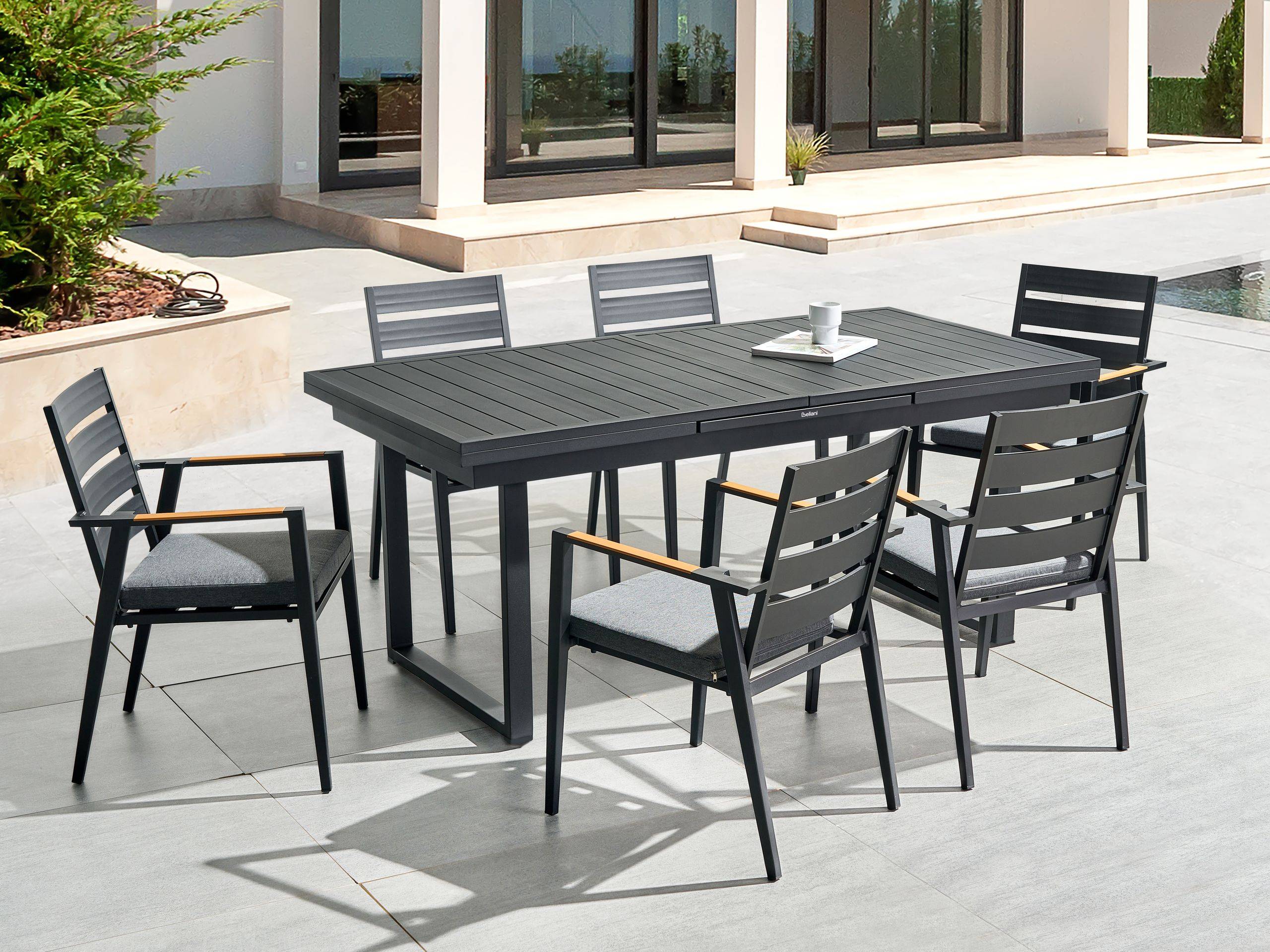 Beliani - Set de salle à manger, 6 Personnes Aluminium Noir VALCANETTO/TAVIANO - Beliani - Imagen 1
