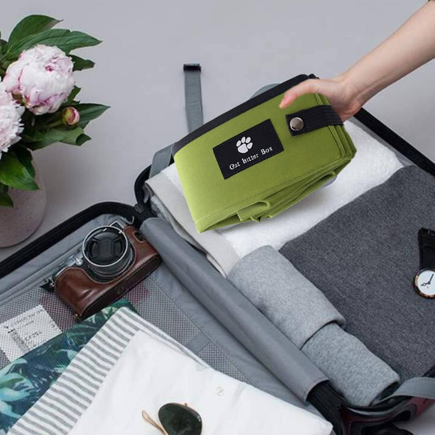 DtopbuyAge - Bac à litière pliable pour chat - Portable, imperméable S DtopbuyAge - Image 4