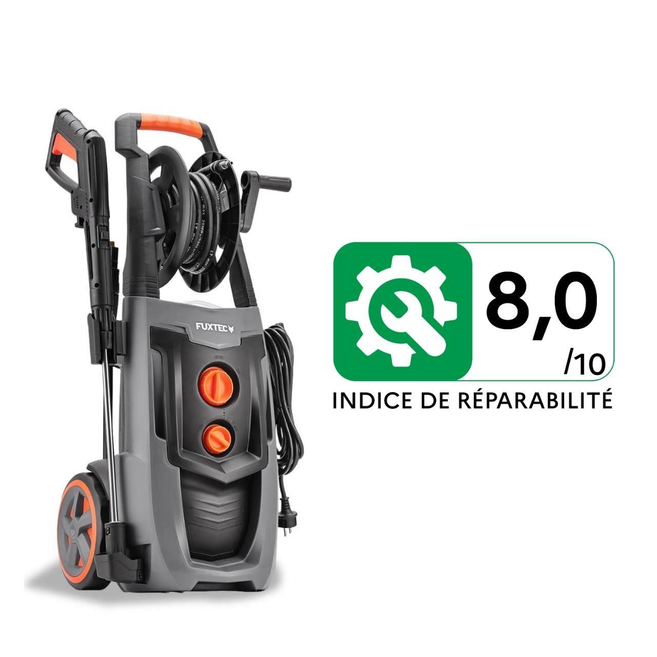 FUXTEC - Nettoyeur Haute Pression FUXTEC FX-HDRP2500 2500W, 195 bar, 7,8 L/min, 468 l/h, enrouleur tuyau, réservoir de nettoyage - Image 1