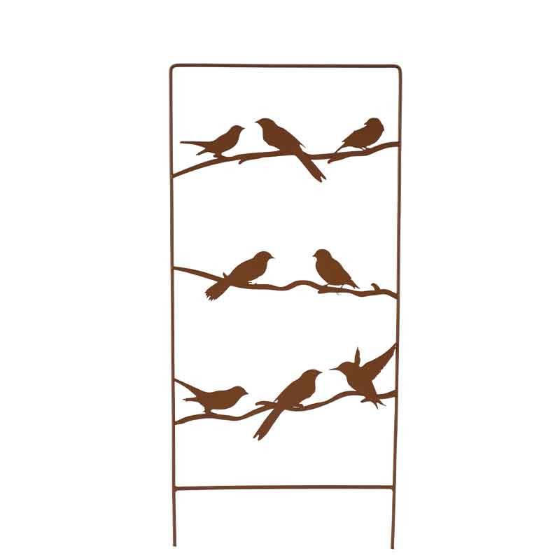La Grande Prairie - Treillage oiseaux fer marron 25x1x58cm - Image 1