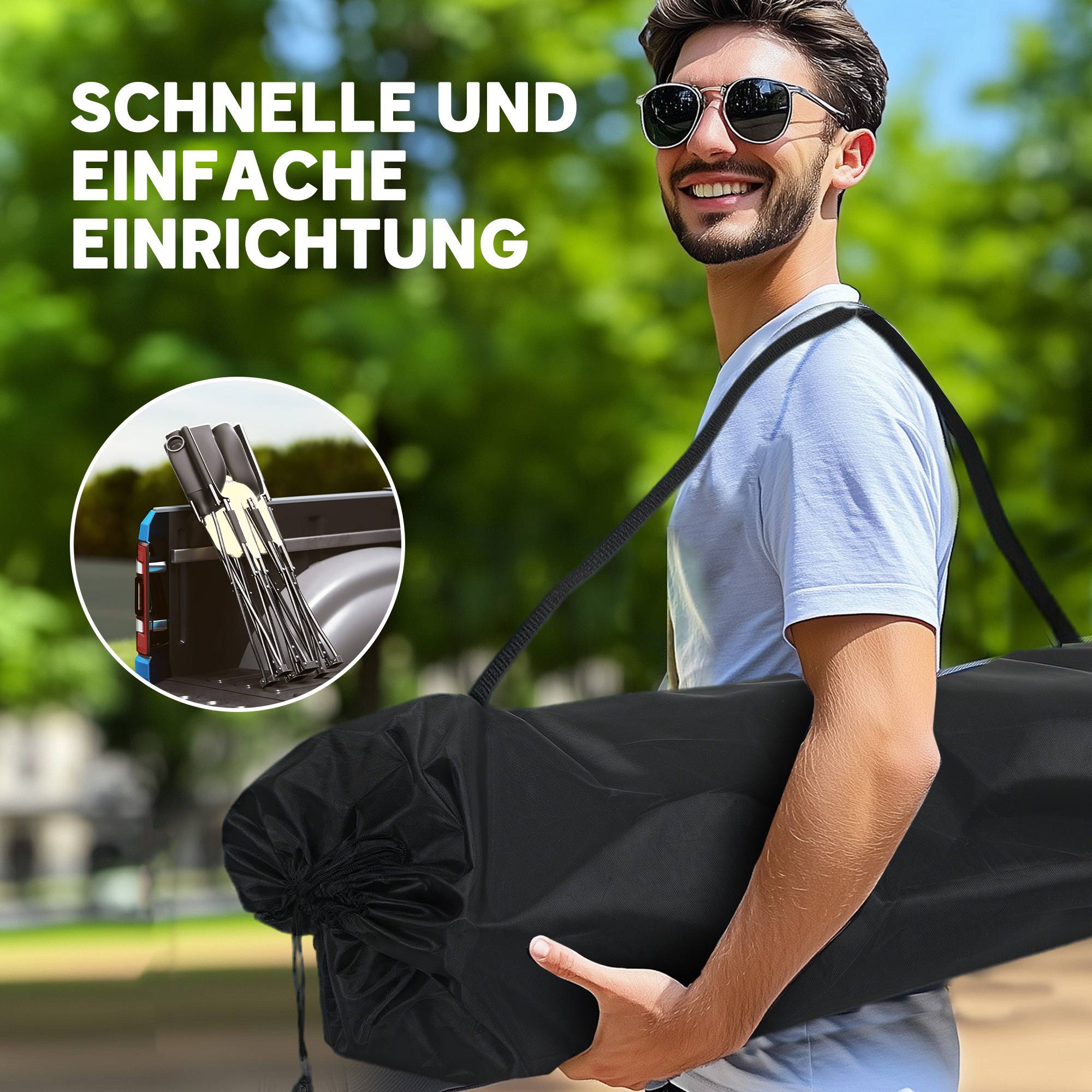 Chaise de camping double tissu Oxford plein air pêche porte-gobelets 143x50x90cm kaki - ComfortXL Outdoor Living - Image 8