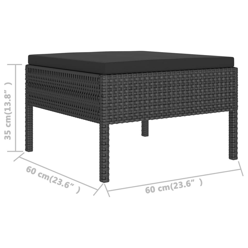 Helloshop26 - Salon de jardin meuble d'extérieur ensemble de mobilier 10 pièces avec coussins résine tressée noir - Imagen 5