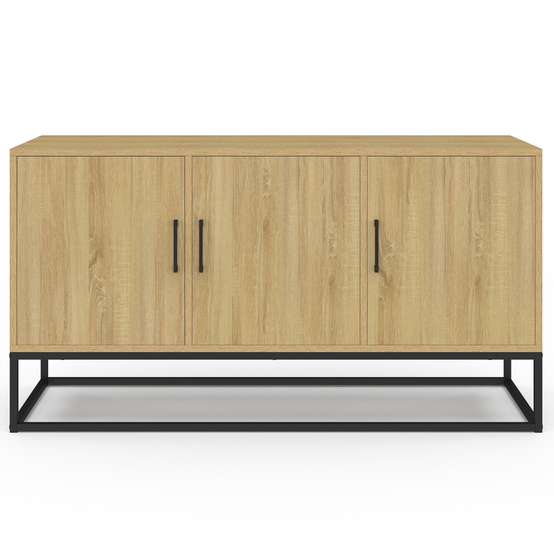 Buffet bas 113 cm DETROIT 3 portes bois et noir design industriel - Image 3