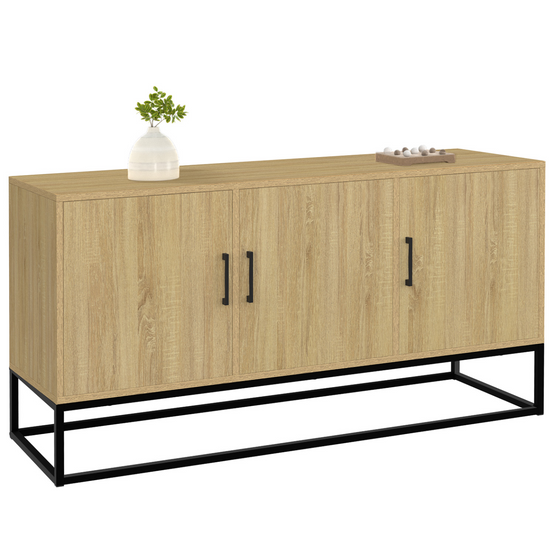 Buffet bas 113 cm DETROIT 3 portes bois et noir design industriel - Image 2