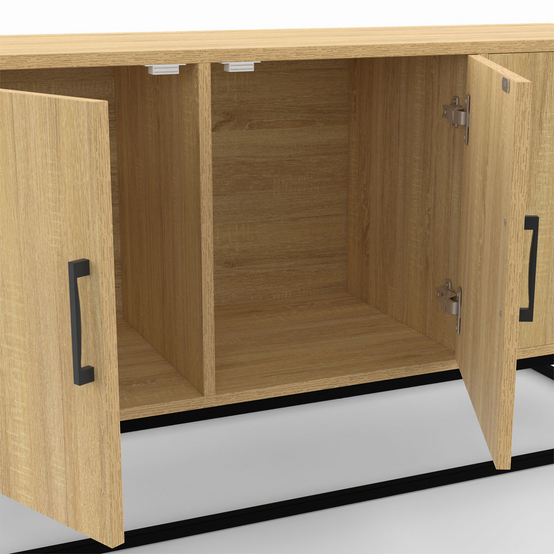 Buffet bas 113 cm DETROIT 3 portes bois et noir design industriel - Image 6