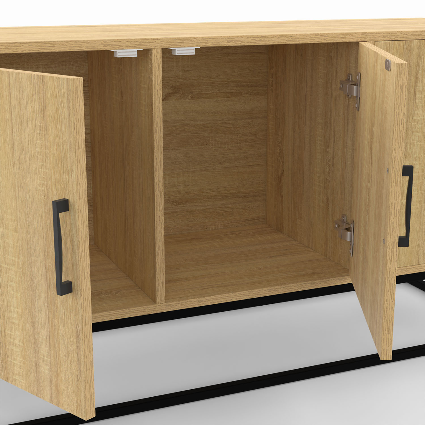 Buffet bas 113 cm DETROIT 3 portes bois et noir design industriel - Image 6