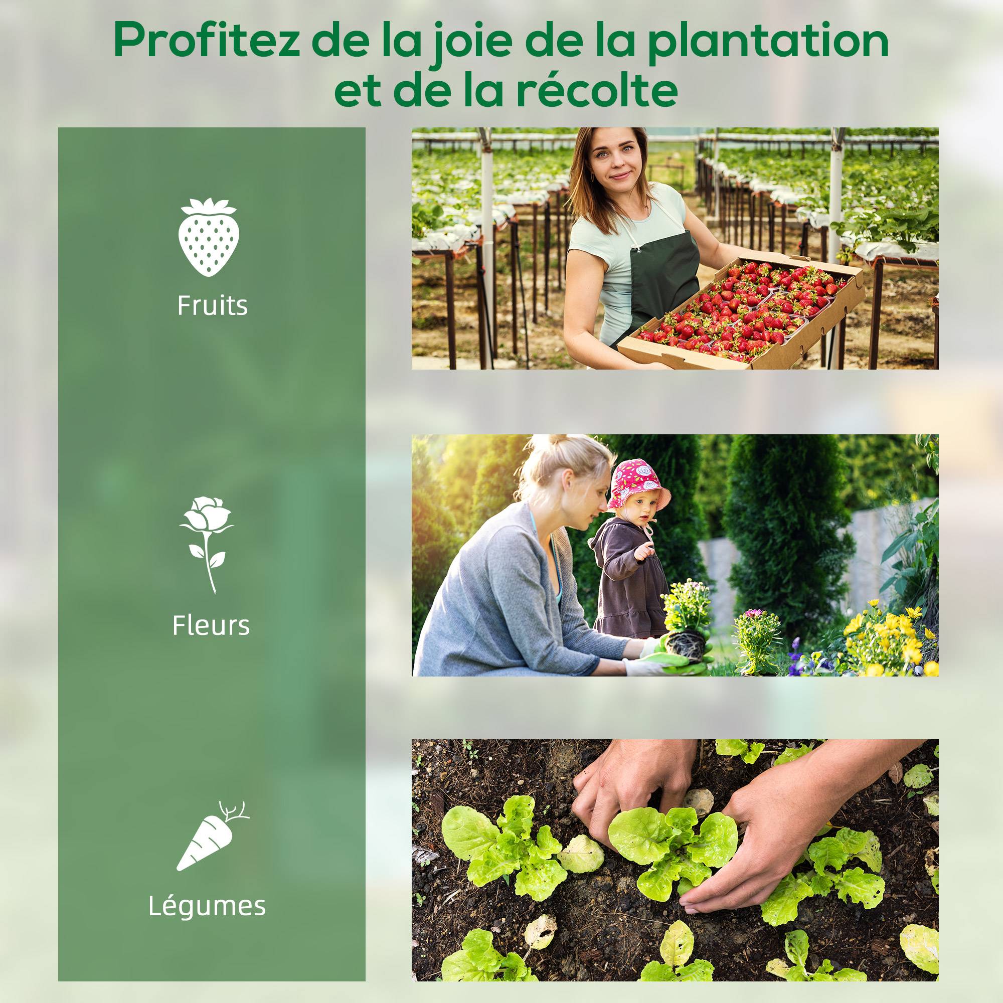 Carré potager de jardin avec mini serre, jardinière surélevée en acier galvanisé, 70 x 70 x 90 cm, gris foncé - Image 9