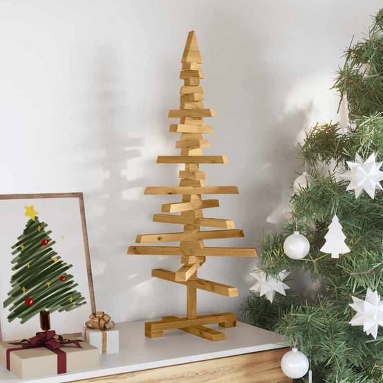 ComfortXL - Sapin de Noël en bois de pin massif à décorer branches ajustables Marron 90 cm – ComfortXL Outdoor Living - Image 3
