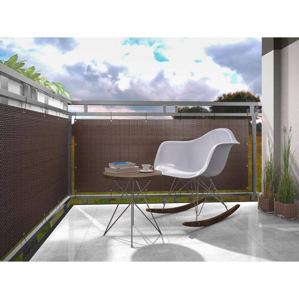 Rattan Art - Brise-vue en résine tressée avec oeillets métalliques coloris beige 1 x 3 m - Imagen 2