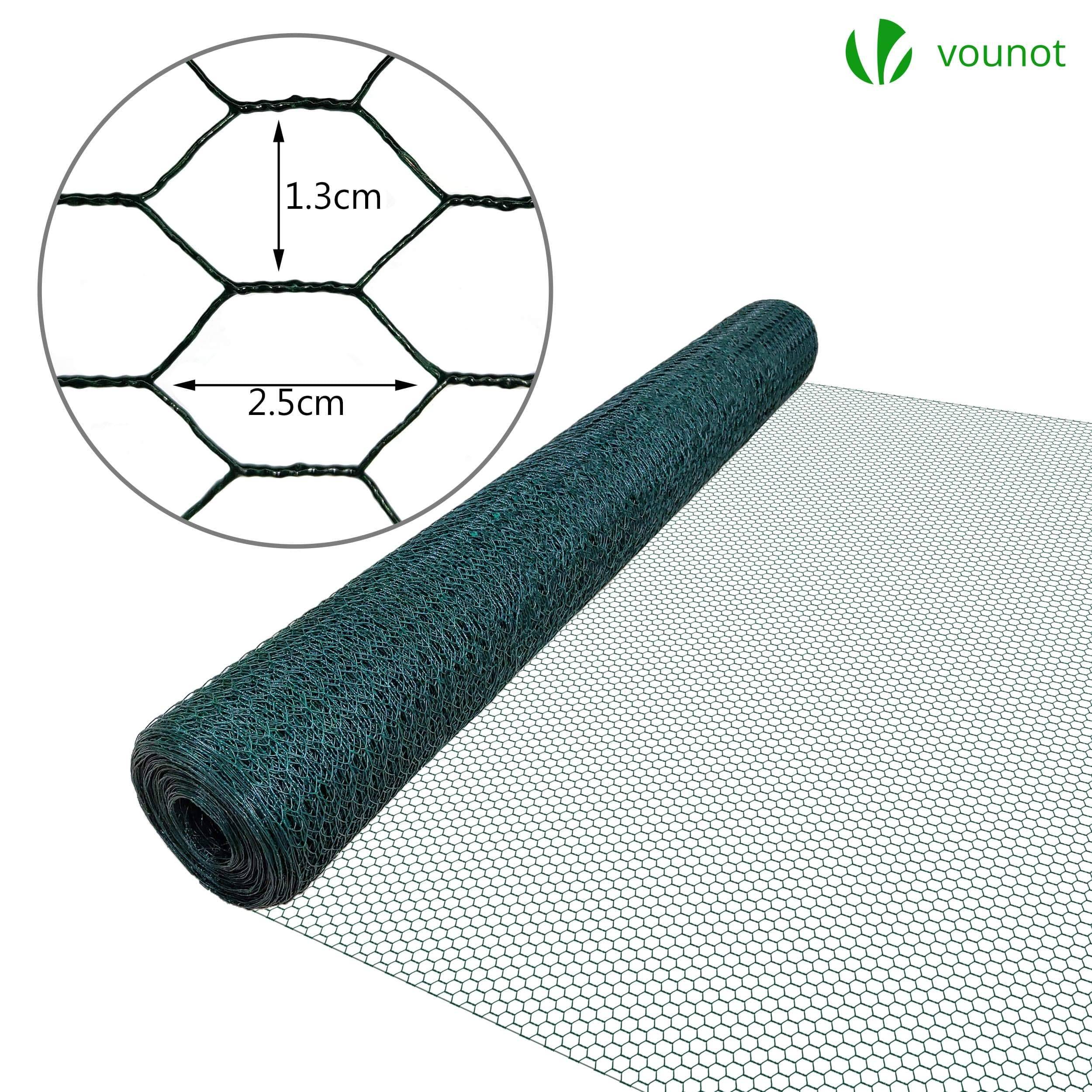 VOUNOT® Grillage métallique gainé de PVC vert - Maille 13mm - 1x25M - Filet de clôture pour poulailler - Image 2