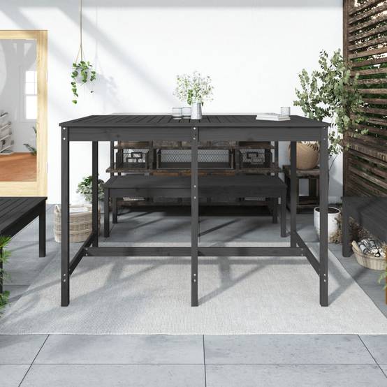 Table de jardin bois massif pin gris 159,5 x 82,5 x 110 cm - PANGIVO - Image 3