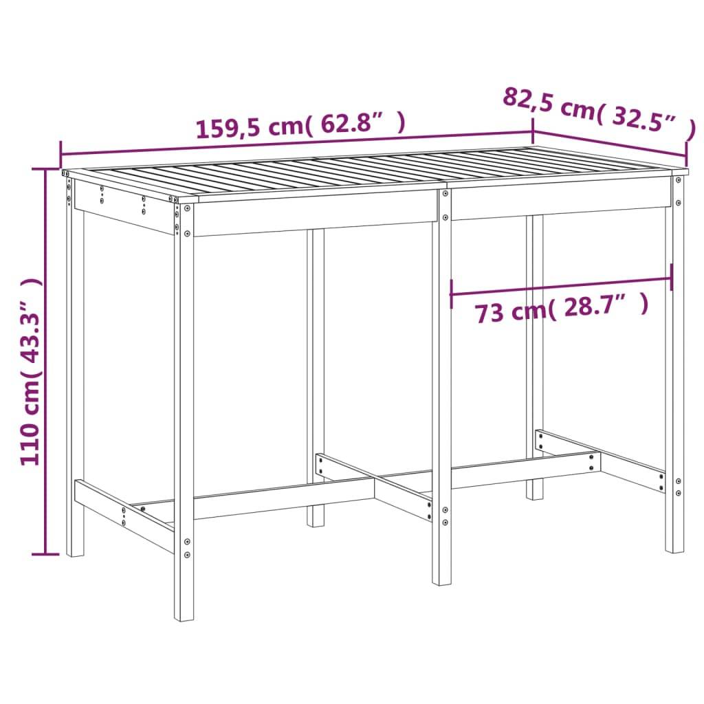 Table de jardin bois massif pin gris 159,5 x 82,5 x 110 cm - PANGIVO - Image 7