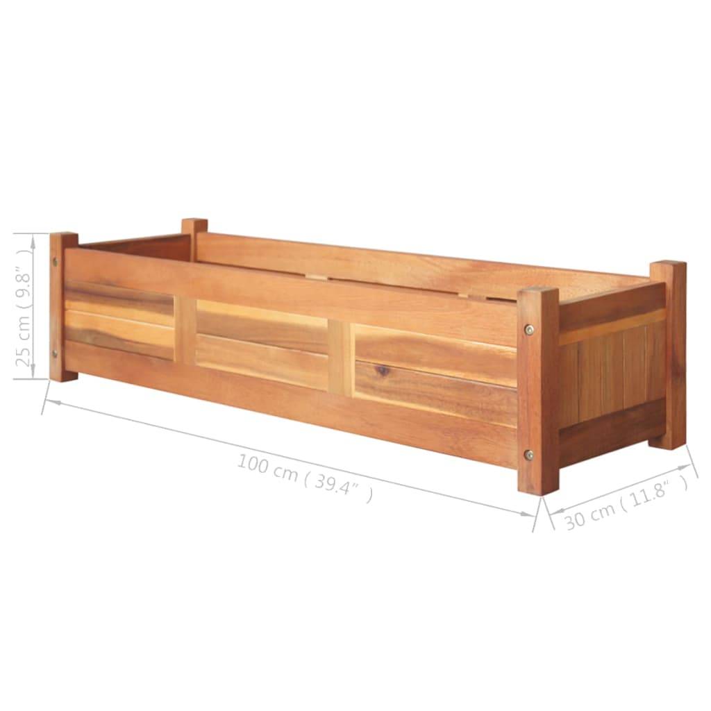 Helloshop26 - Jardinière lit surélevé plantes fleurs jardin 2 pièces 100 x 30 x 25 cm bois d'acacia - Imagen 6