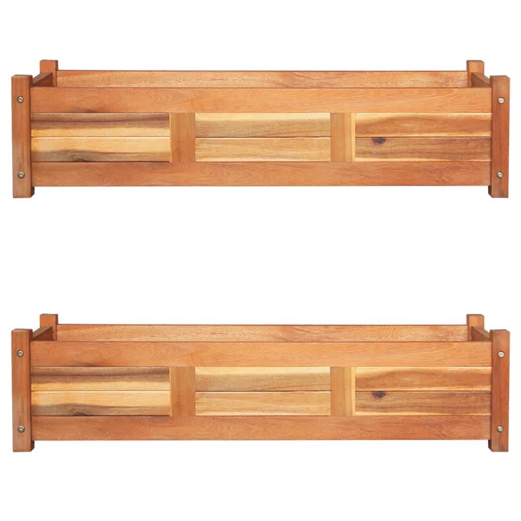 Helloshop26 - Jardinière lit surélevé plantes fleurs jardin 2 pièces 100 x 30 x 25 cm bois d'acacia - Imagen 1