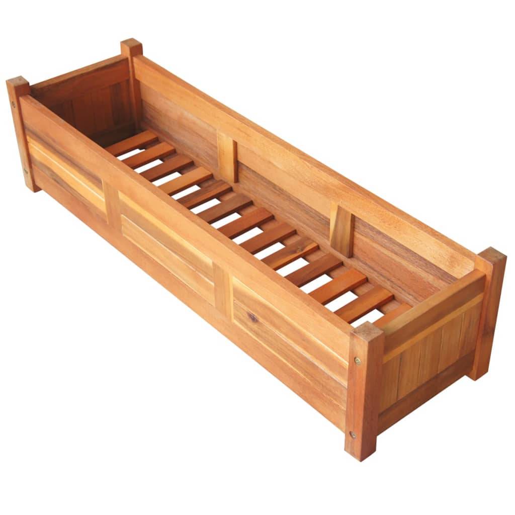 Helloshop26 - Jardinière lit surélevé plantes fleurs jardin 2 pièces 100 x 30 x 25 cm bois d'acacia - Imagen 4