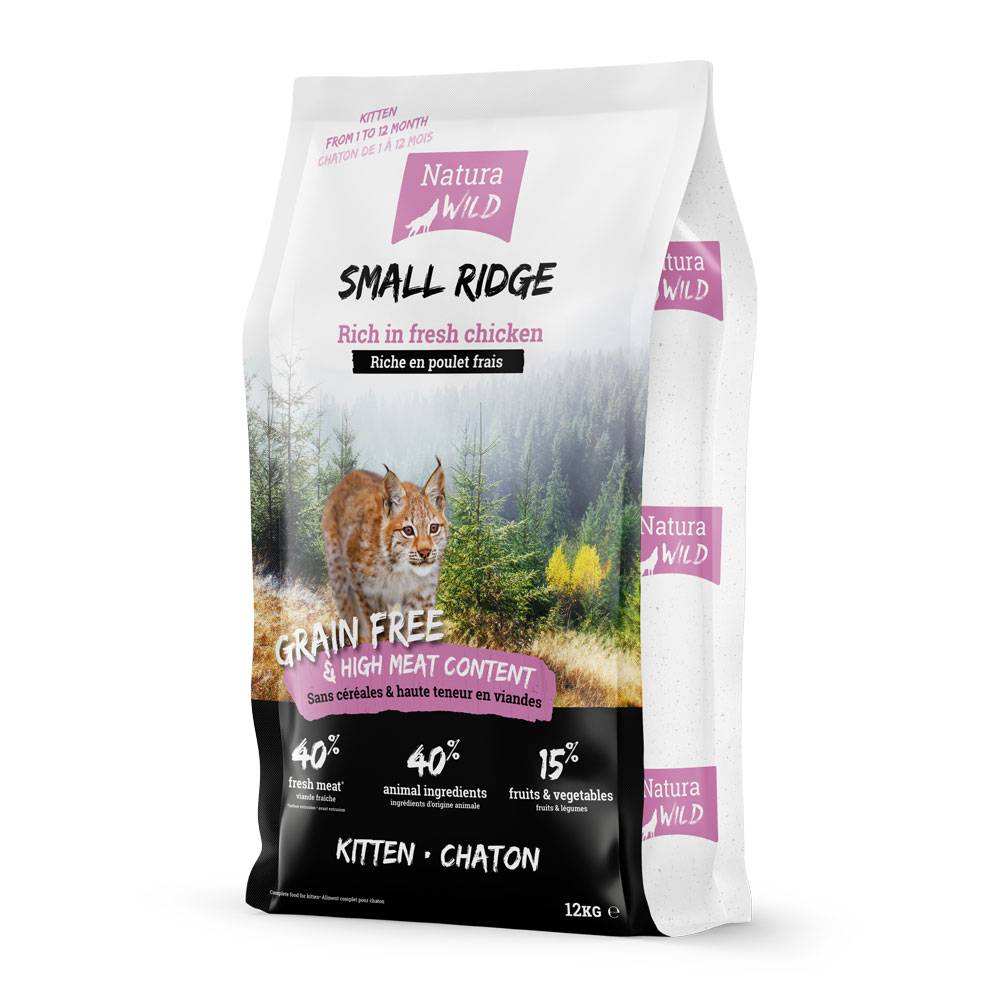 0 - Croquettes sans céréales au poulet pour chaton Natura Wild Small Ridge 12kg