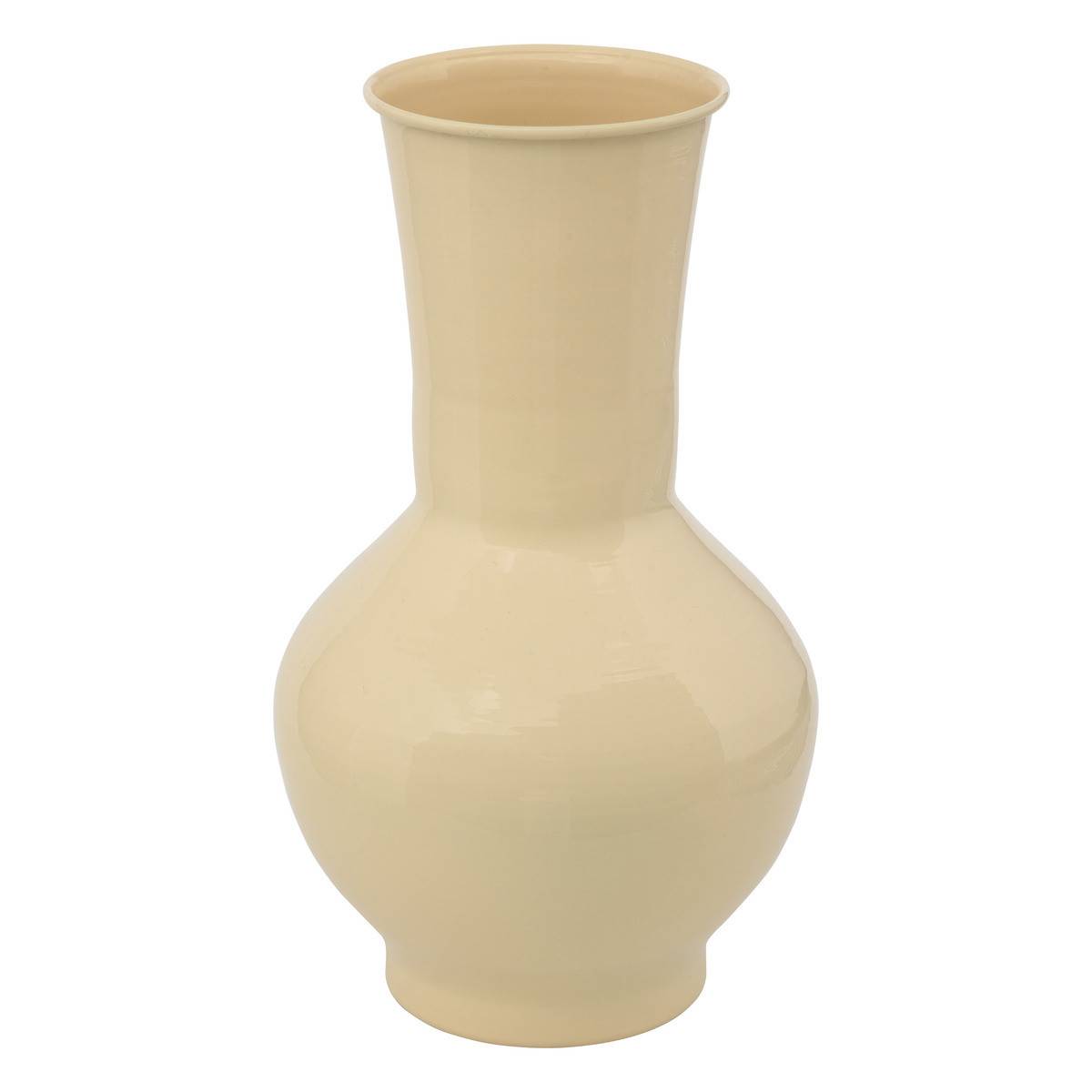Atmosphera - Vase haut en métal emmaillé Jaune H 34.5  cm - Image 1