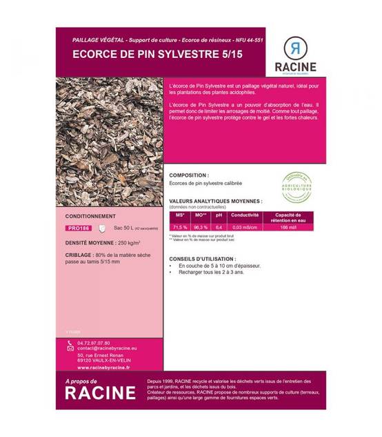Paillage d'écorce de pin bio isolation du sol 42x50L RACINE PRO186-42x50 - Image 2