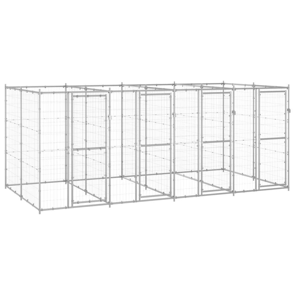 Helloshop26 - Chenil extérieur cage enclos parc animaux chien extérieur acier galvanisé 9,68 m² - Imagen 1