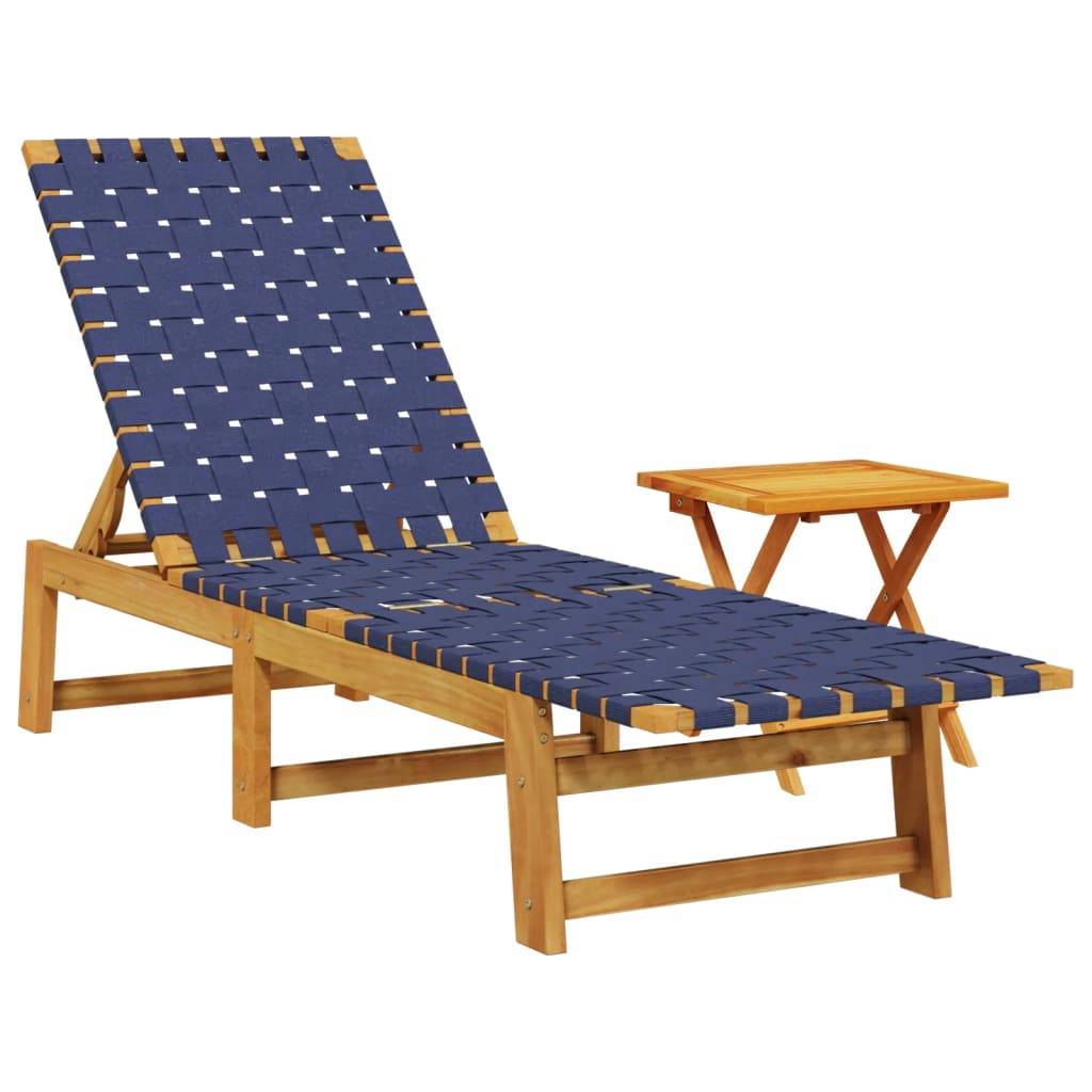Vidaxl - Chaises longues et table bleu foncé bois d'acacia solide tissu vidaXL 3214215 - Image 2