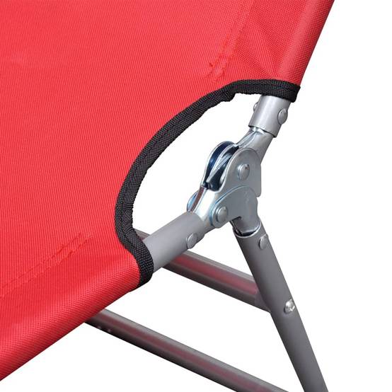 Transat chaise longue bain de soleil lit de jardin terrasse meuble d'extérieur avec coussin de tête acier enduit de poudre rouge - Image 5