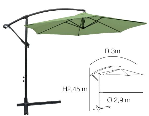 Chalet & Jardin - Parasol déporté rond COLLIOURE - Vert amande Chalet & Jardin - Image 2