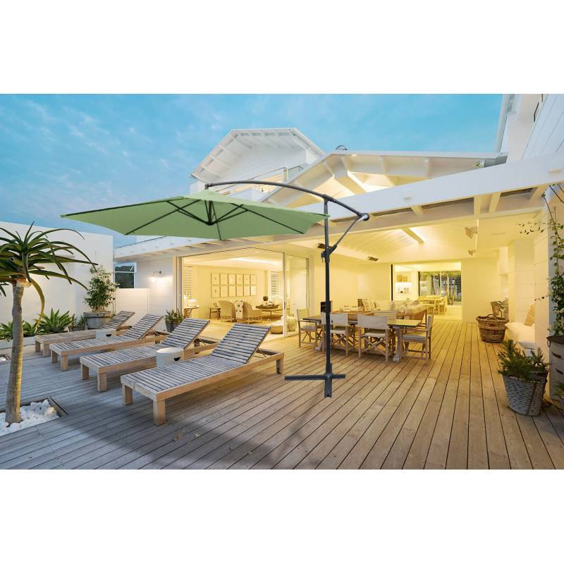 Chalet & Jardin - Parasol déporté rond COLLIOURE - Vert amande Chalet & Jardin - Image 4