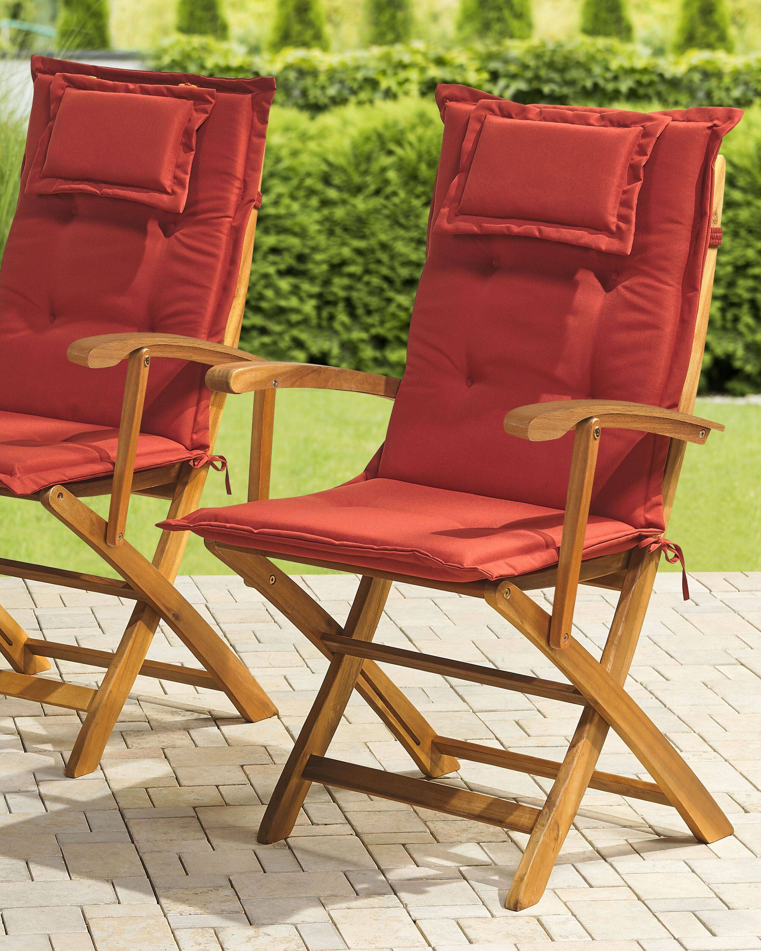 Beliani - Lot 2 Chaises de Jardin Pliables en Bois d'Acacia avec Coussins d'Assise Terracota Confort et Design pour Terrasse au Style Campagne Beliani - Imagen 2