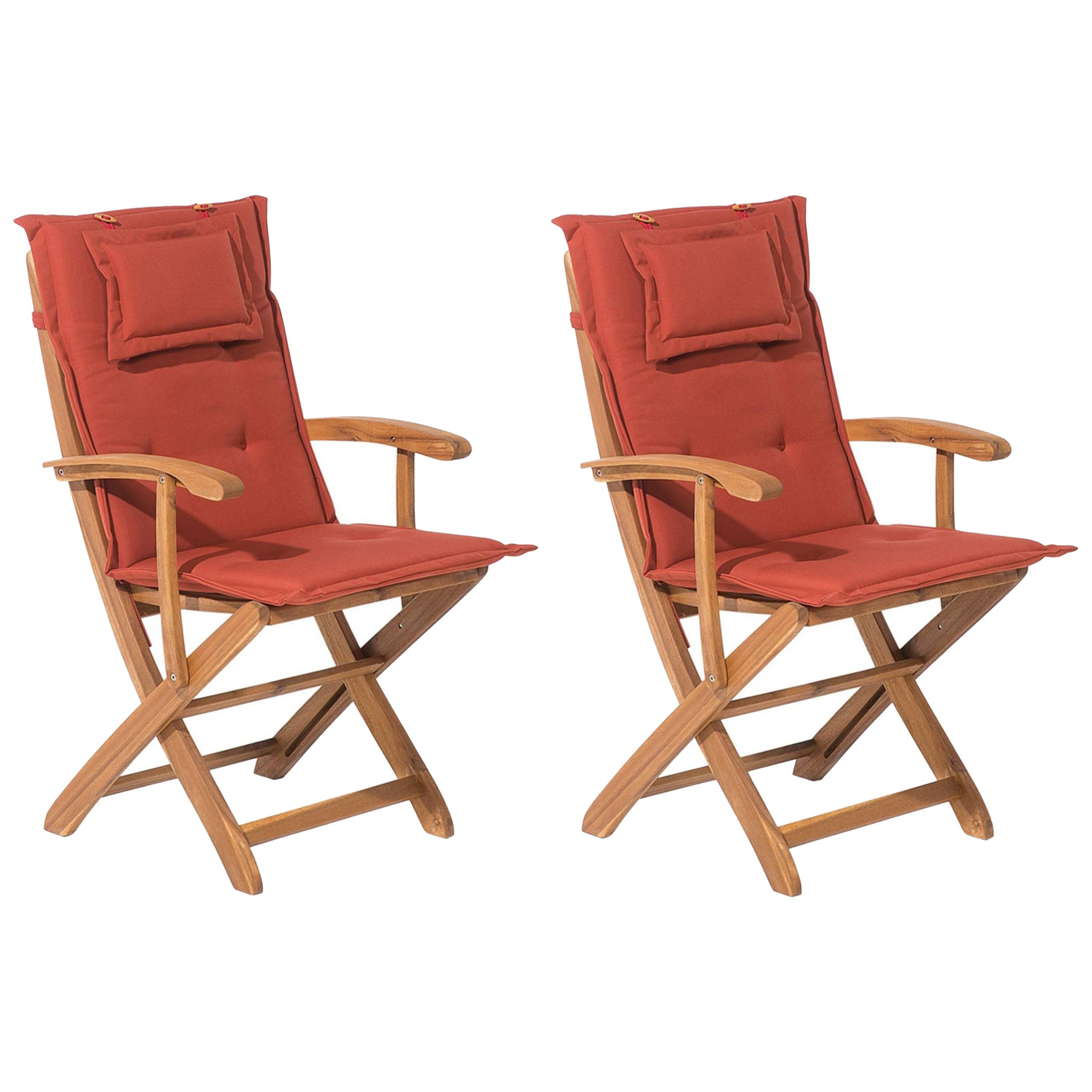 Beliani - Lot 2 Chaises de Jardin Pliables en Bois d'Acacia avec Coussins d'Assise Terracota Confort et Design pour Terrasse au Style Campagne Beliani - Imagen 1