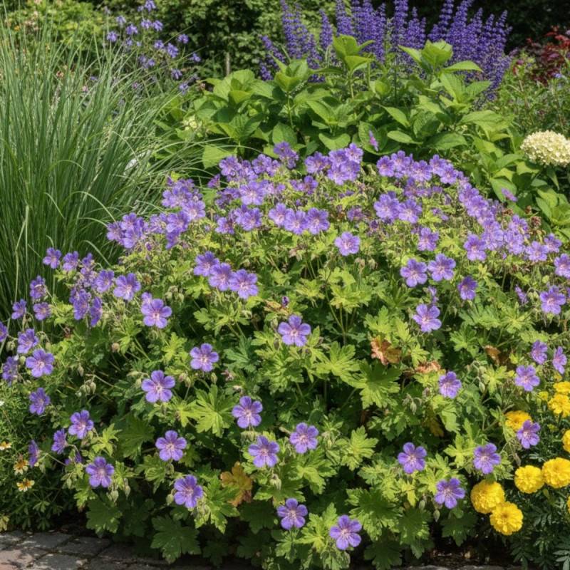 Géranium vivace Blue Sunrise à fleurs Bleue/Violette - feuillage Persistant - Godet